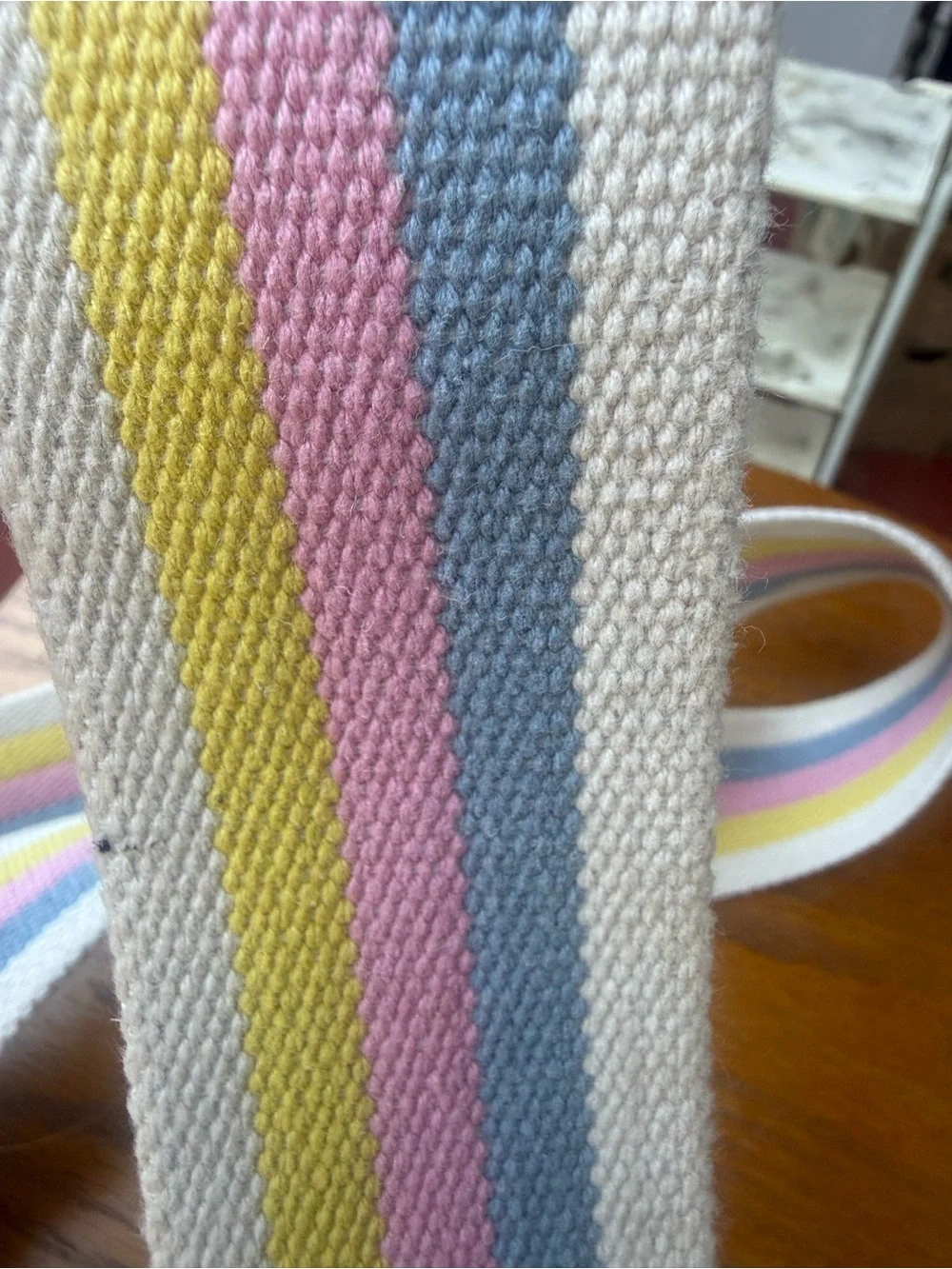 Vintage Belt 100% Cotton Metal Buckle Gait Mobility Unisex 60 inch rainbow Strip